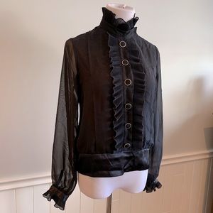 BCBG Maxazria button up Victorian blouse